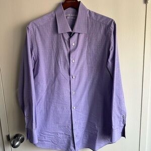 David August Bespoke Purple Plaid Dress Shirt